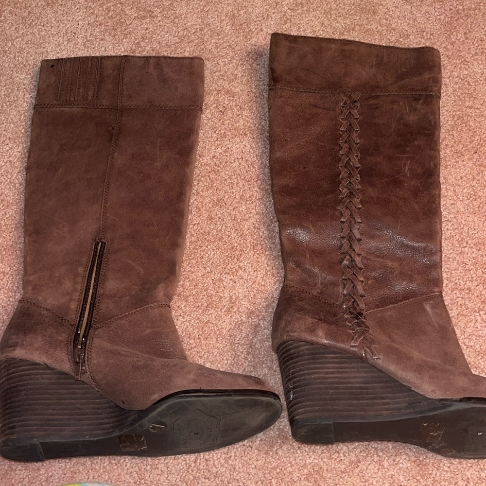 Brown leather boots